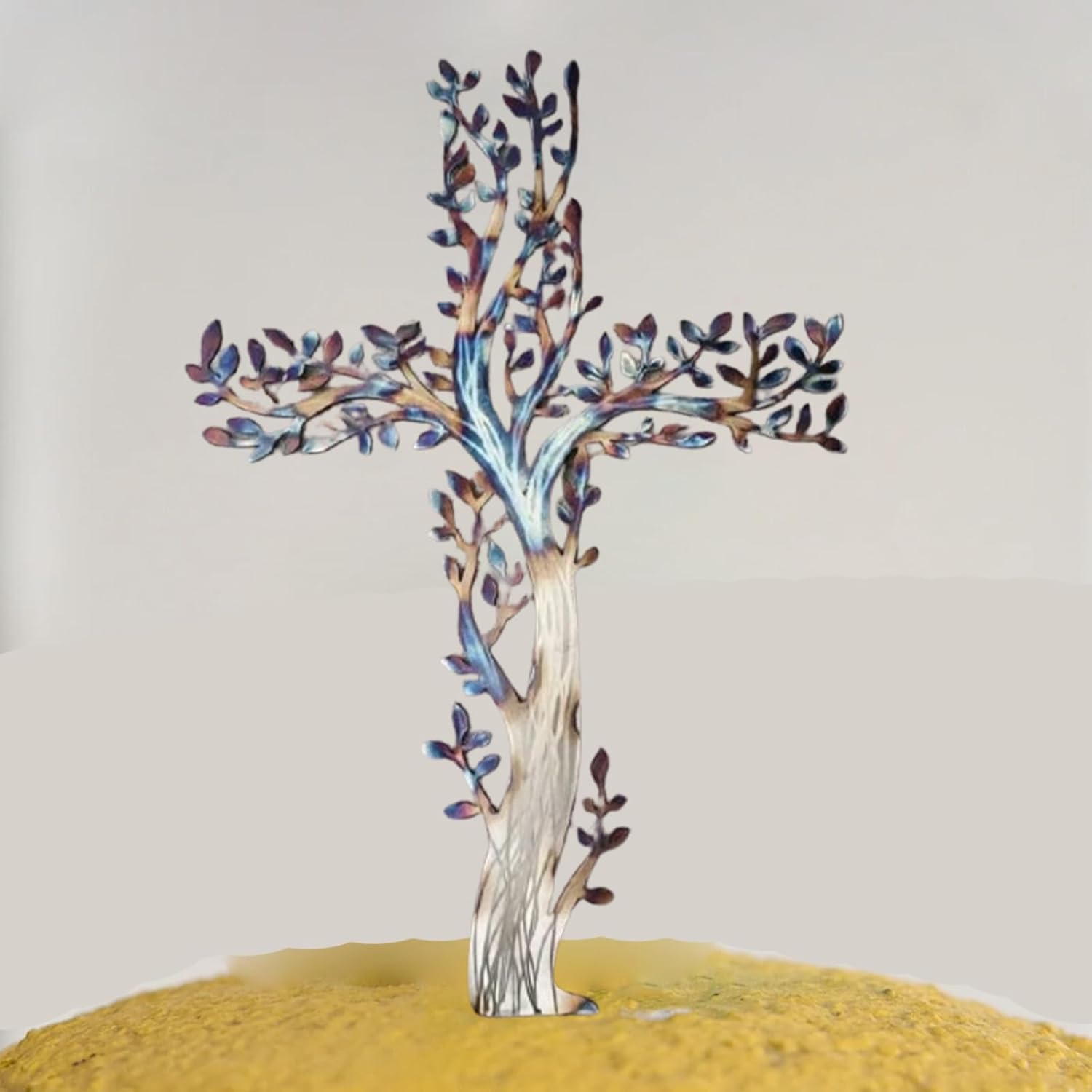 FXiaoy Cross Of Life Metal Wall Art Hanging Decor