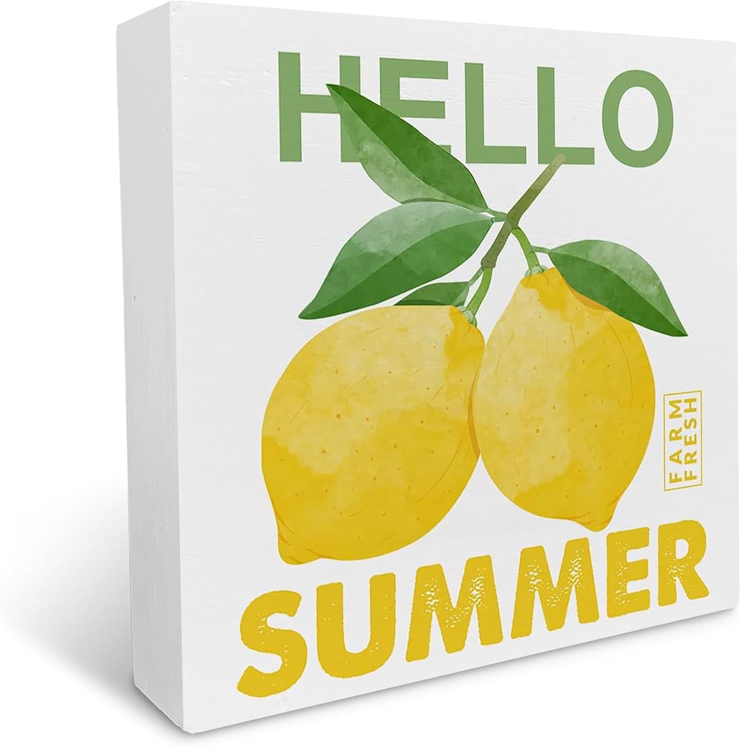 Hello Summer Wood Block Sign Decor 5x5 Inch