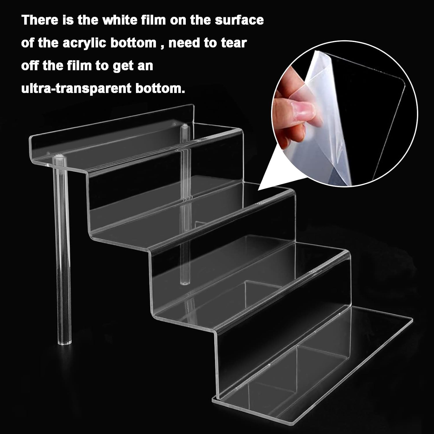 4 Tier Acrylic Riser Display Shelf - 2 Sets Clear Organizer Stand
