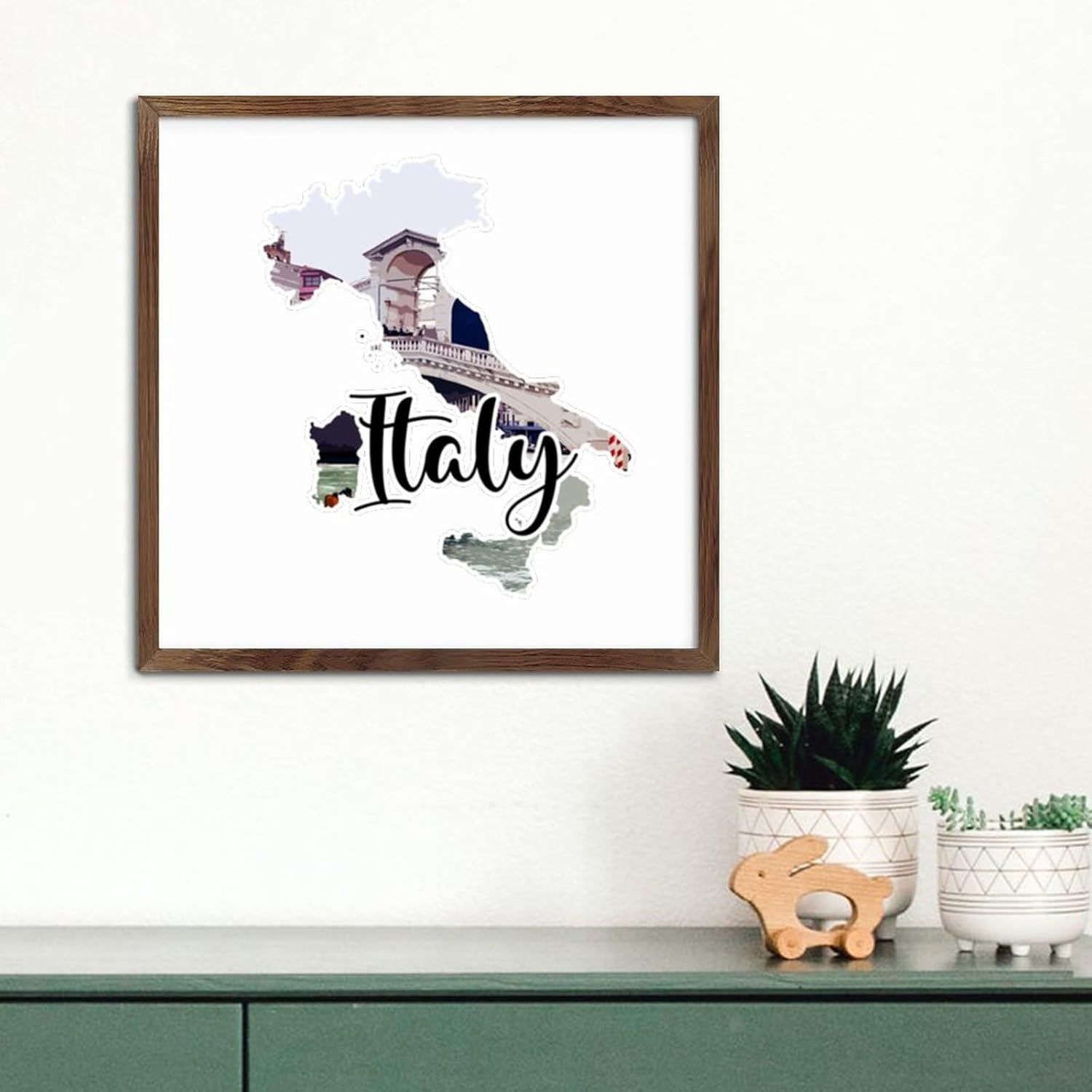 Wood Framed Printed Sign for Entryway and Bathroom Decor