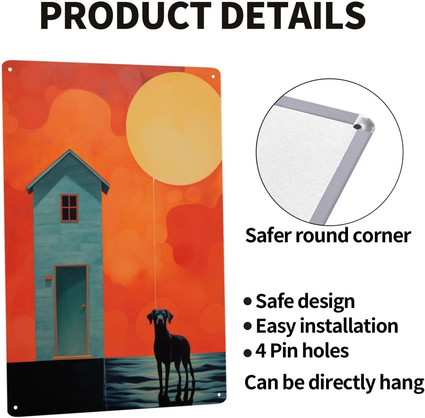 Solar Serenity Modern Dog House Wall Decor Tin Sign