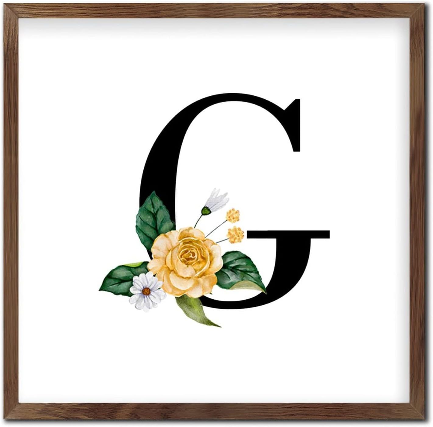 Funny Wood Framed Black Monogram Initial G Sign