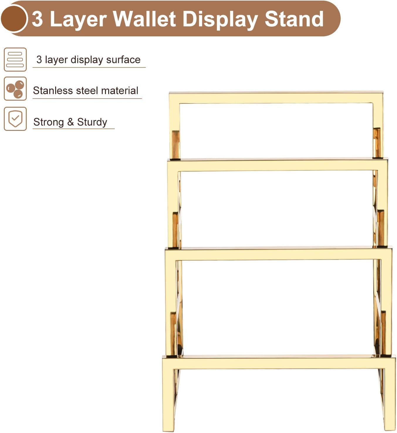 Uxcell Clutch Purse Display Stand 3 Layer Gold