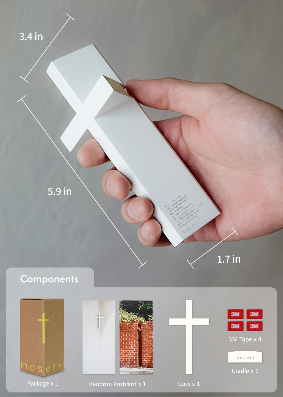 Mosery Wall Cross Corner-Attached White 59 Inch