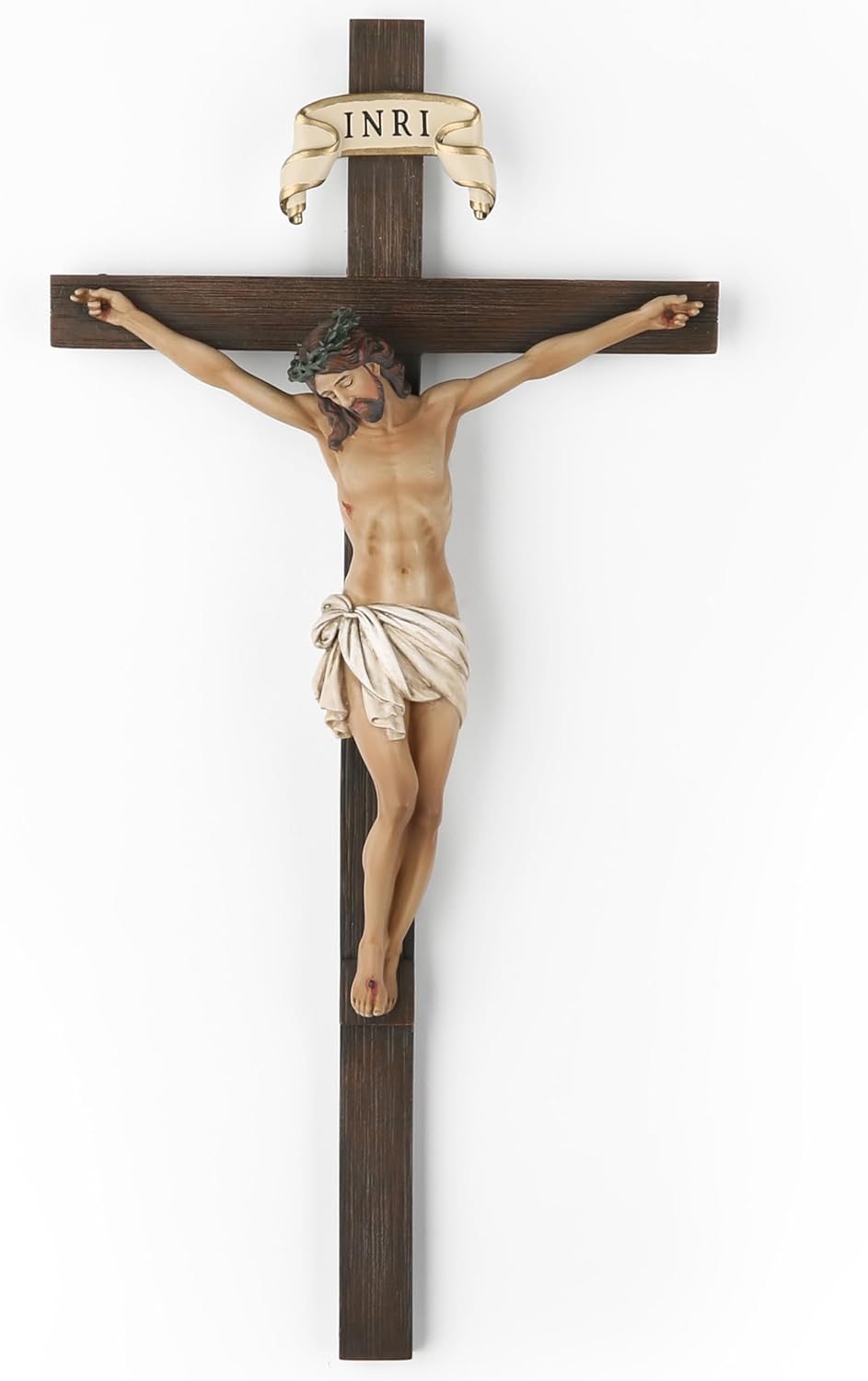 BC Catholic Crucifix Wall Cross 10 Inch Handmade Renaissance Sculpture
