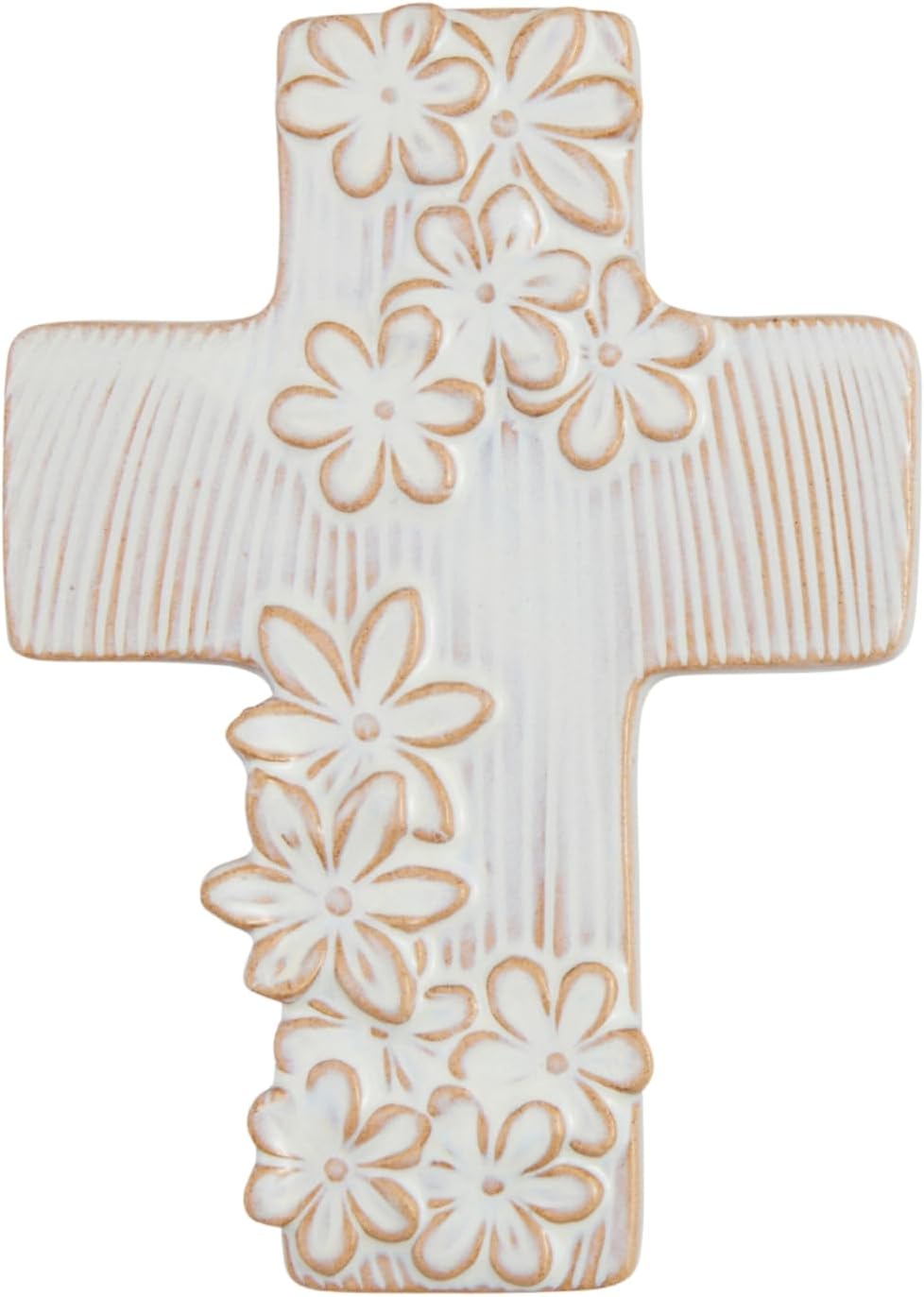 Mud Pie Large Ceramic Flower Cross 7x4 34