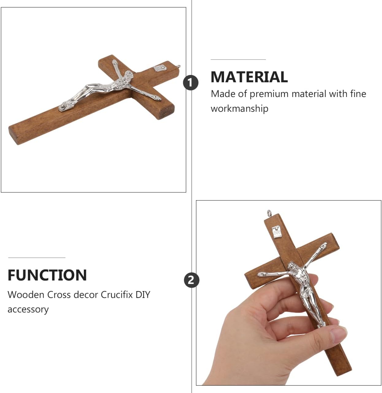 BESTOYARD Wood Wall Art 3 Pack - 5-Inch Medal Holy Crucifix Cross