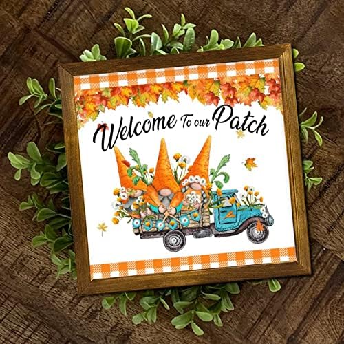 Welcome to Our Patch Blue Truck Framed Wooden Sign 12x12 inch