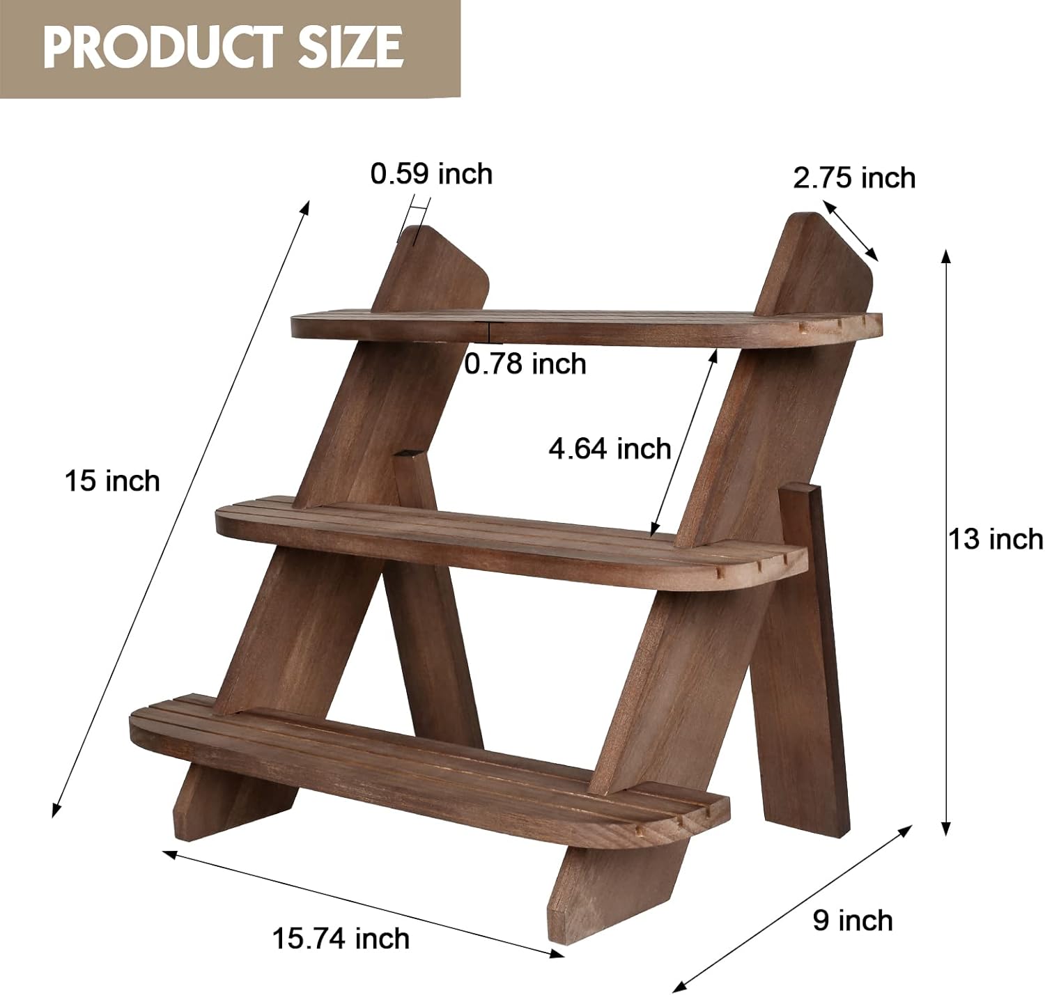 Wooden 3 Tier Display Riser for Earrings Rings