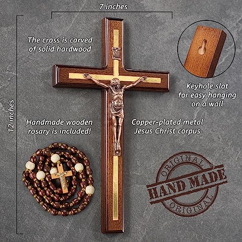 Asterom 12 Inch Handmade Wood Wall Cross
