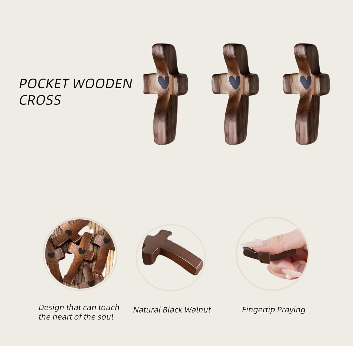 Quzzy 3Pcs Wooden Cross Wall Fidget Stress Relief