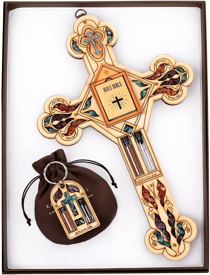 KARMA AND LUCK Multistone Wall Cross Protection Plaque