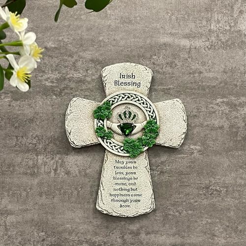 ShineOnAngel Irish Celtic Wall Cross - 8 Inch Handcrafted Claddagh Cross