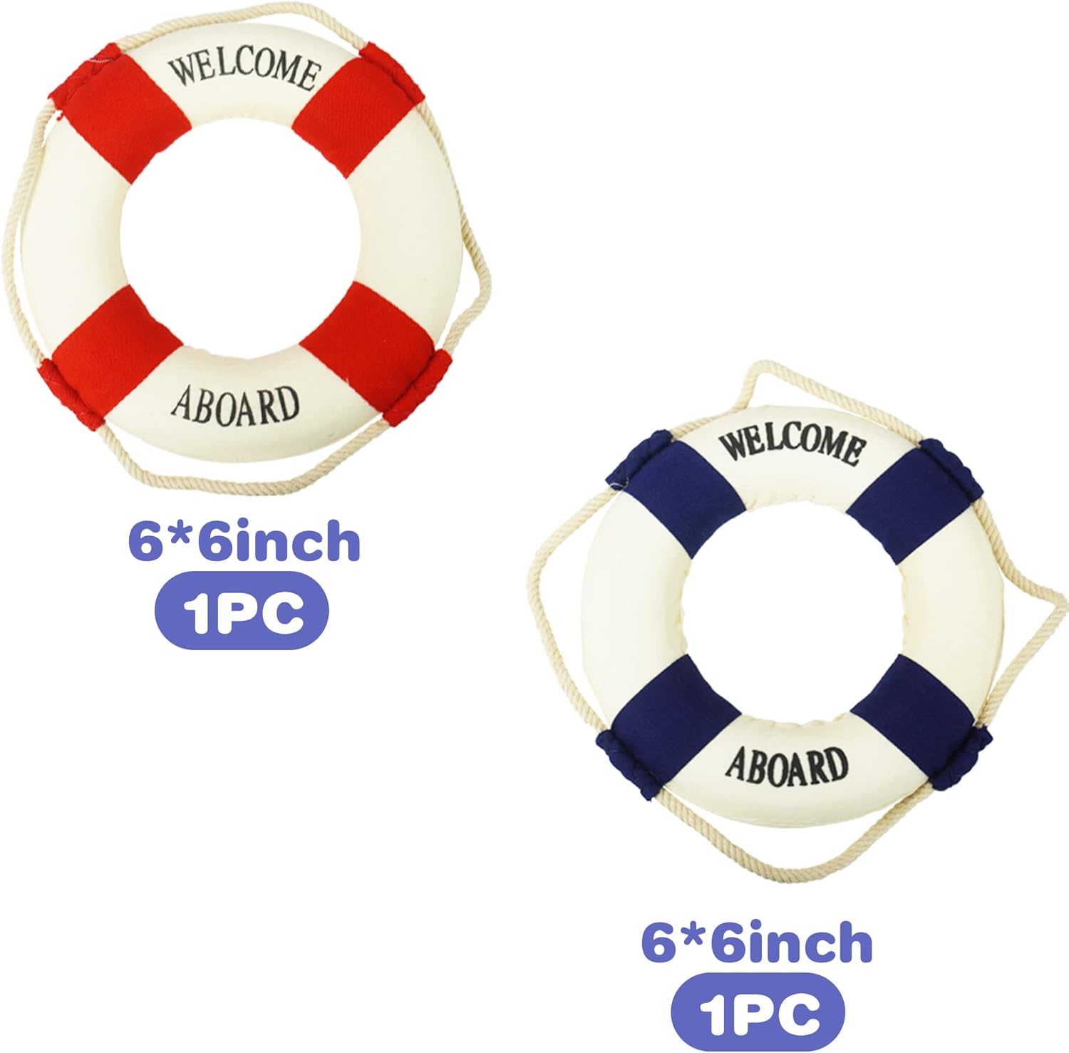 2PCS Welcome Cloth Life Ring Nautical Decor Red Blue