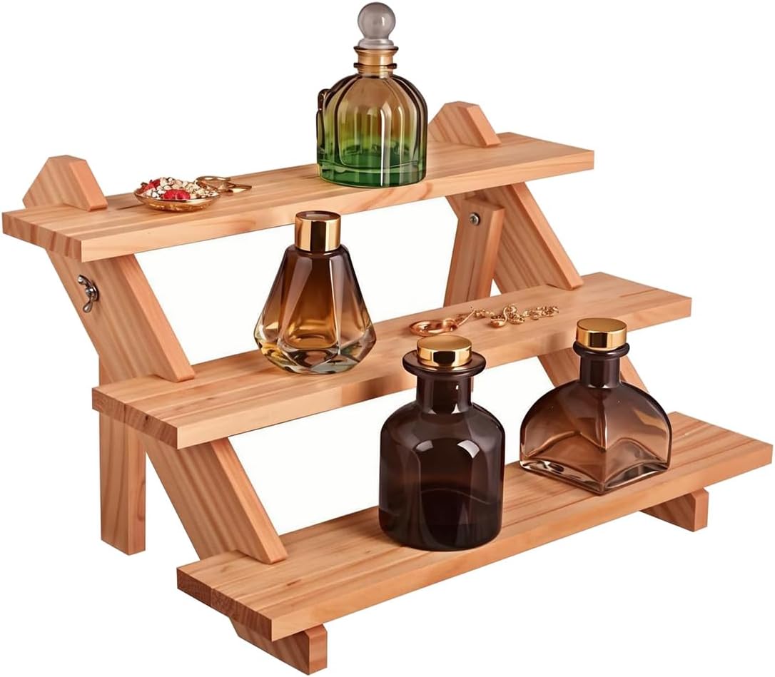 Wooden 3 Tier Display Riser for Perfume and Decor