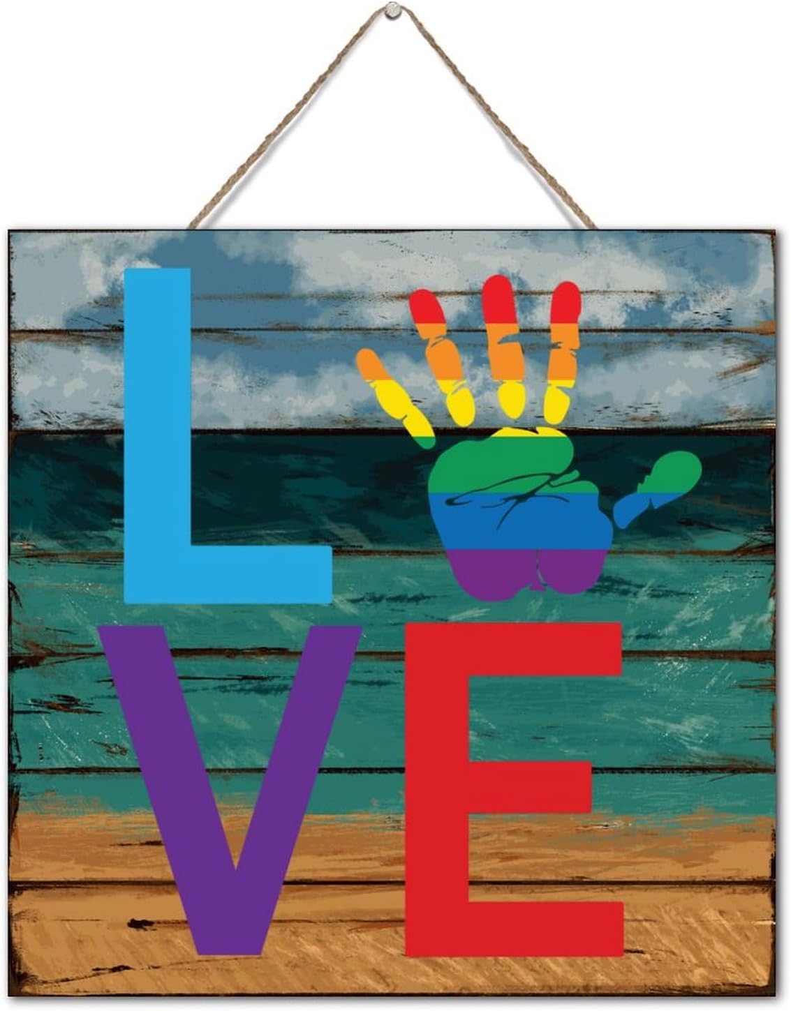 Love Is Love 12x12 Inch Wooden Wall Sign Modern Decor