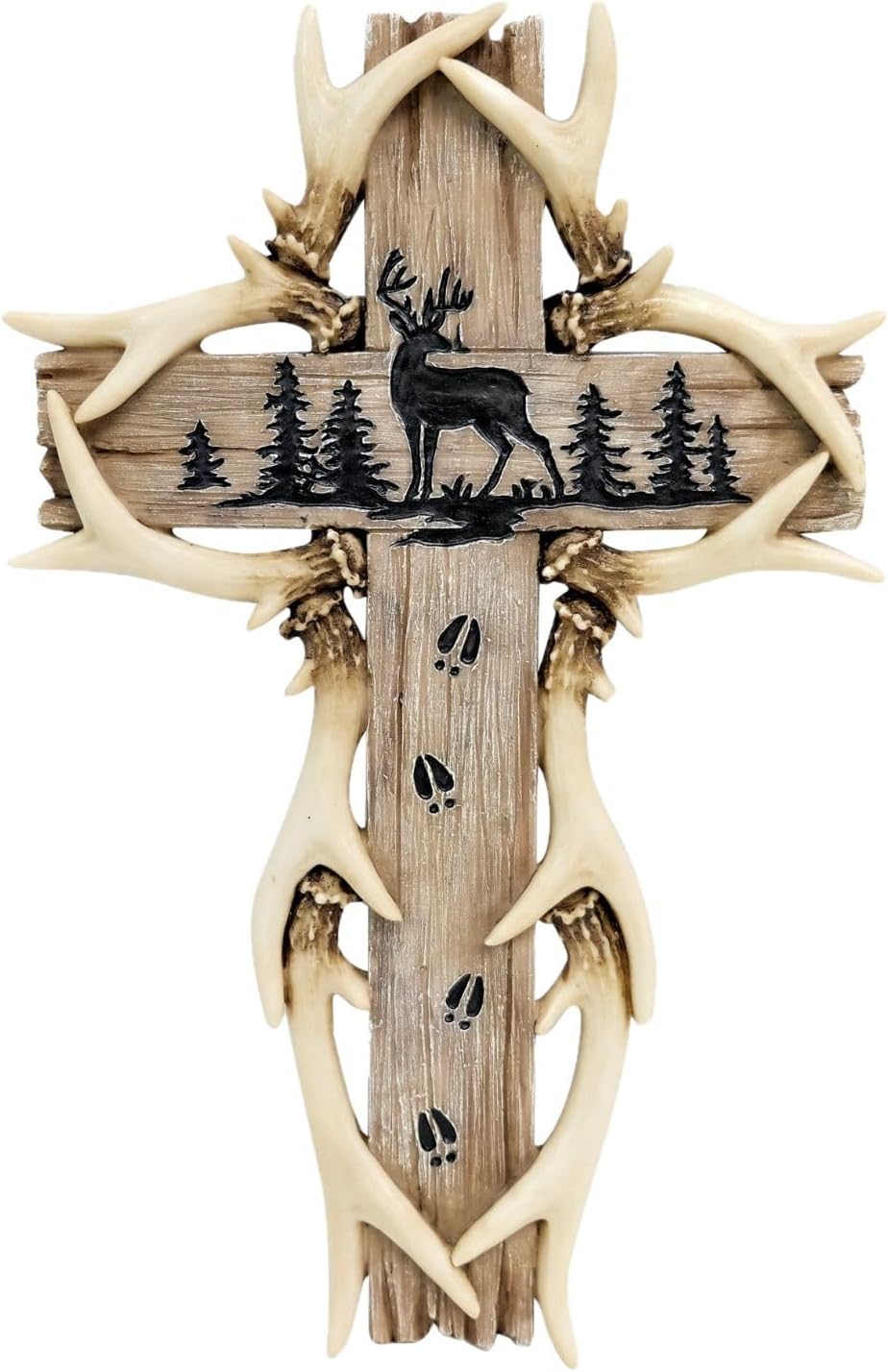 Rustic Deer Antler Wall Hanging Cross Decor
