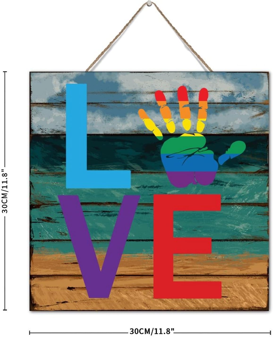 Love Is Love 12x12 Inch Wooden Wall Sign Modern Decor