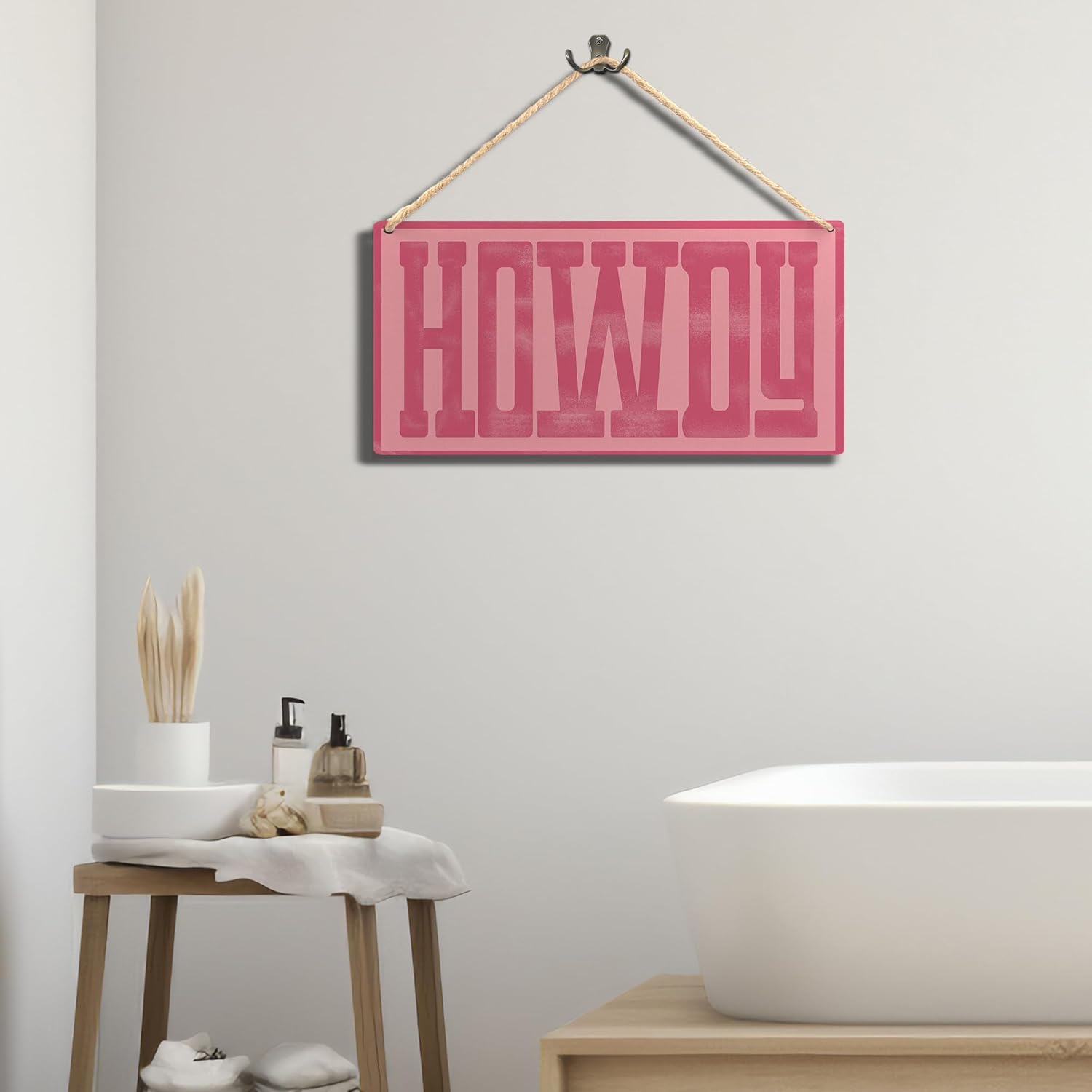 Howdy Sign - Preppy Hot Pink Cowgirl Wall Decor