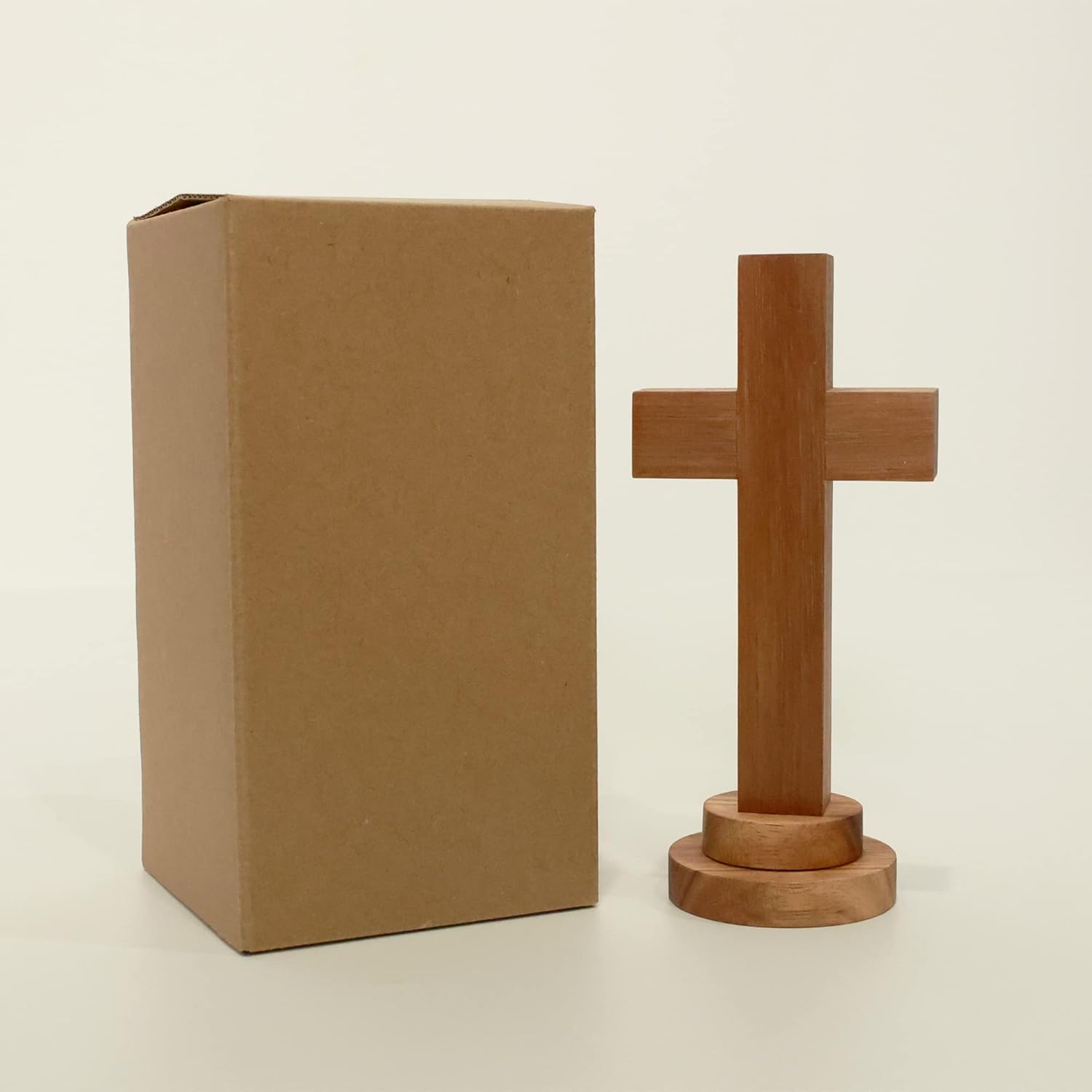 Attivolife Wood Cross Statue with Stand - Religious Christian Decor