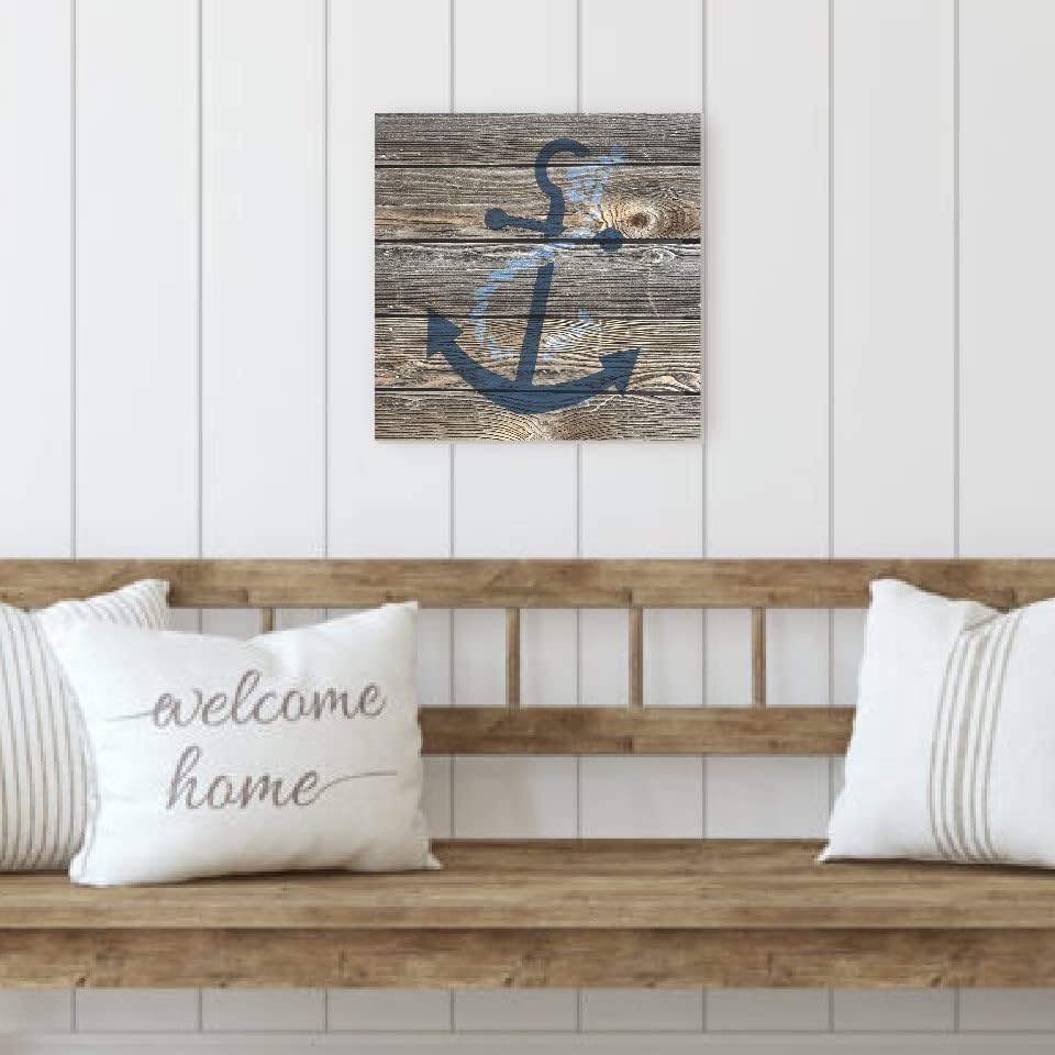 Rustic Nautical Anchor Wall Decor Sign 12x12
