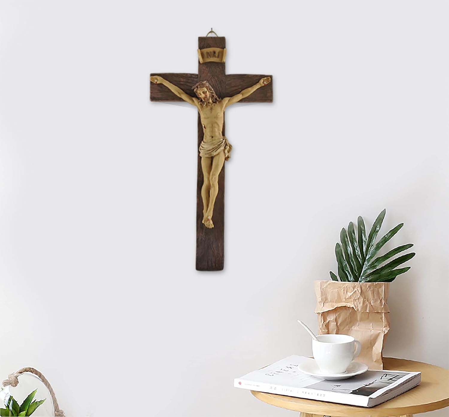 MeritMode 91 Inch Jesus Crucifix Wall Art - Handcrafted Resin Wall Cross
