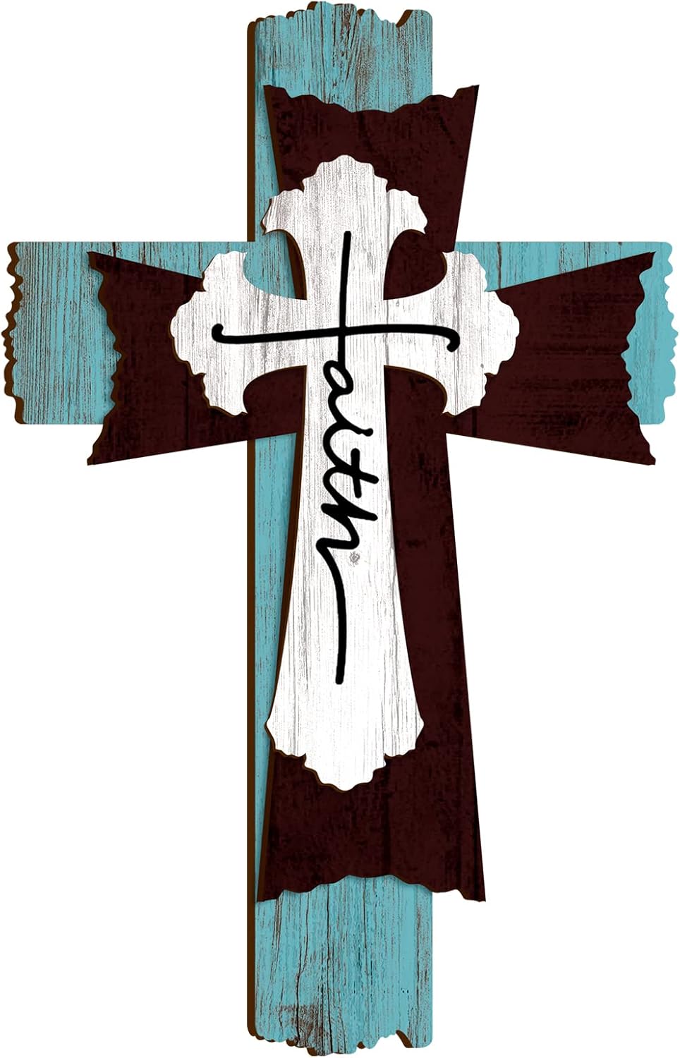 Yookeer 3 Layer Wooden Wall Cross Decor