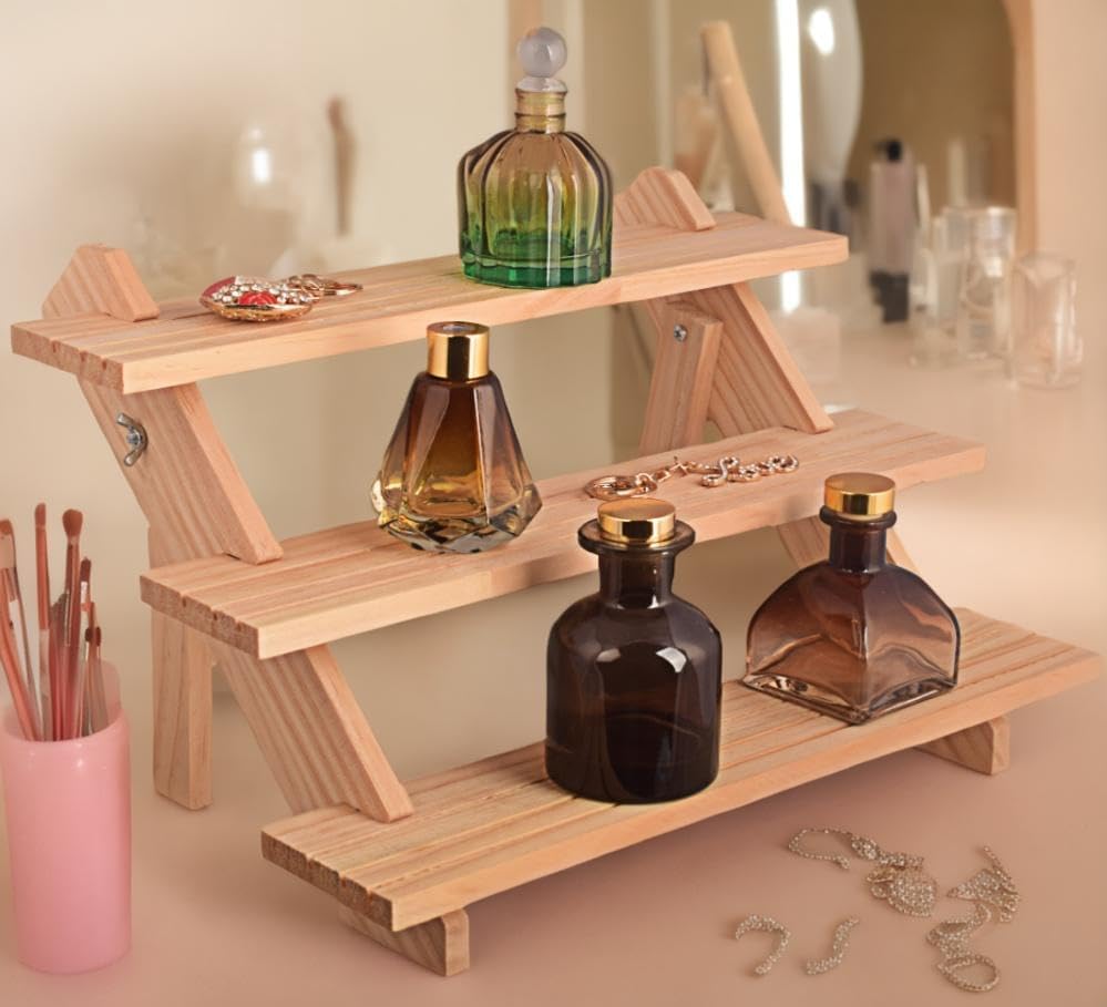 Wooden 3 Tier Display Riser for Perfume and Decor