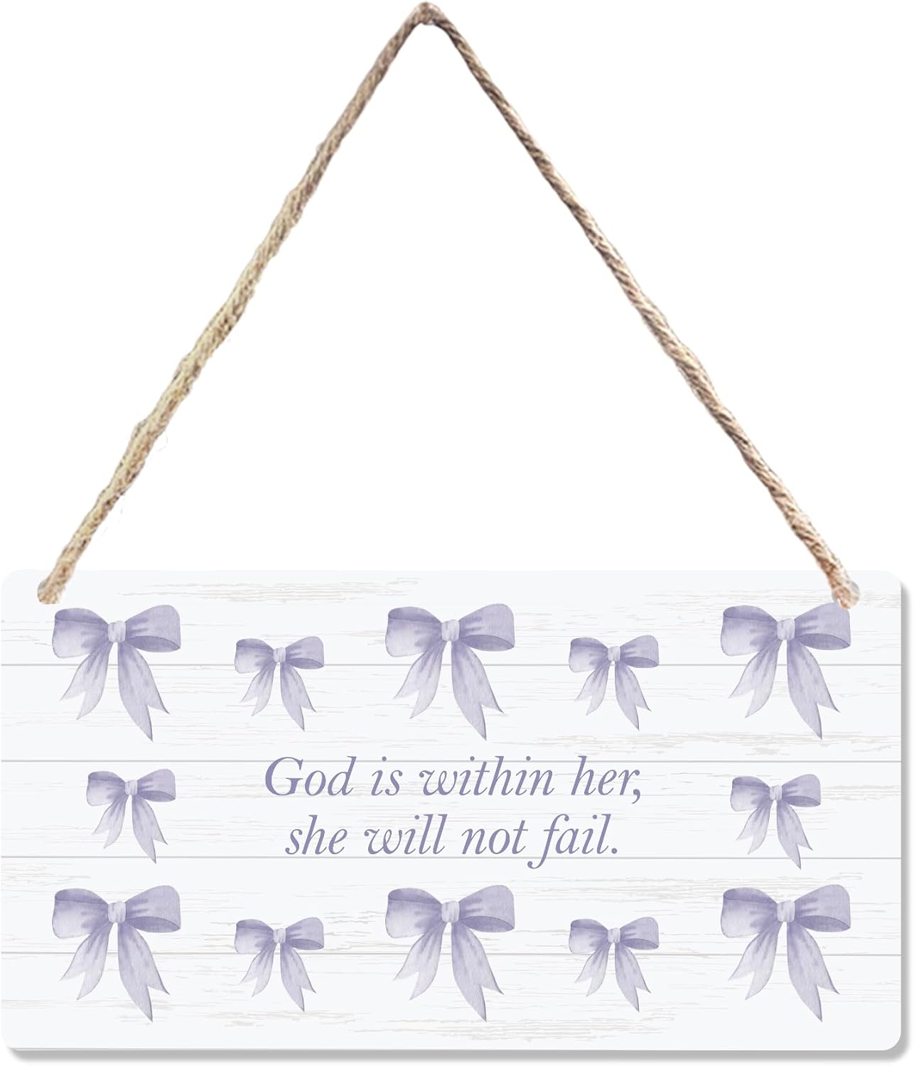 CGBHW Purple Bow Christian Bible Verse Wooden Wall Sign