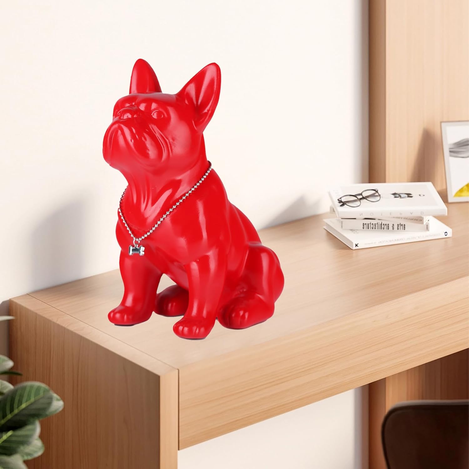 French Bulldog Metal Statue - 9in Red