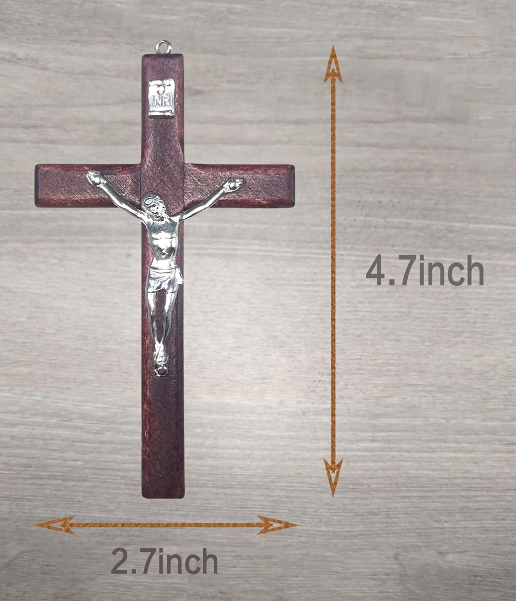 CHENGXIN Catholic Wall Cross 3 Pack Small Wooden Cross with Jesus