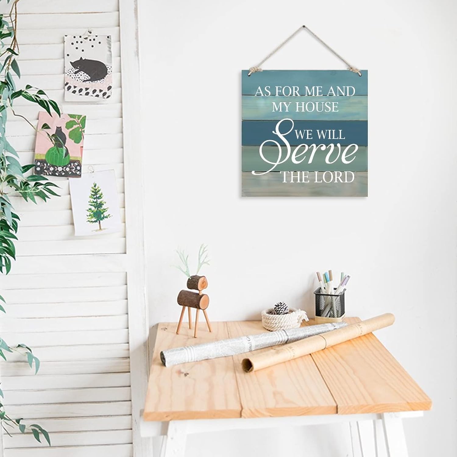 Farmhouse Style Wooden Pallet Sign with Rope and Chain