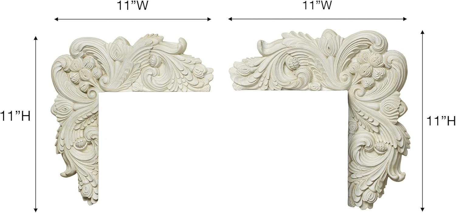 Touch of Class Acanthus Corner Wall Ornament Pair Ivory