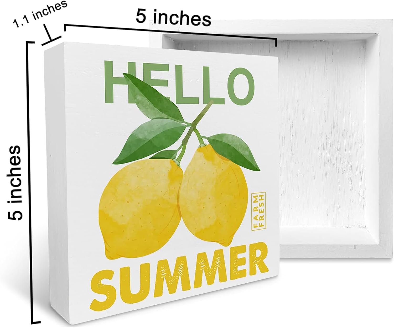 Hello Summer Wood Block Sign Decor 5x5 Inch