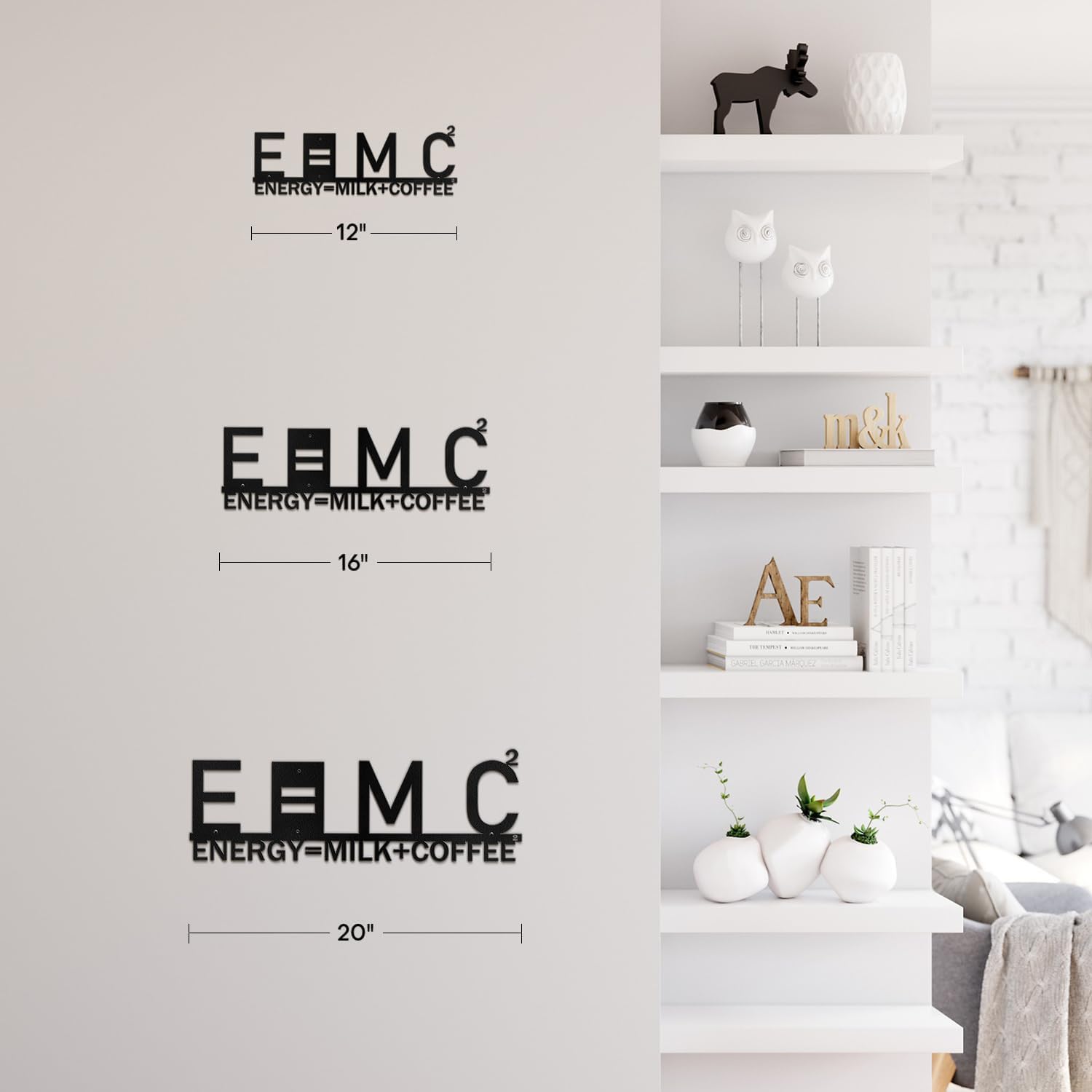 Modern Black Metal Wall Decor 18x16 Inch Family Room Art