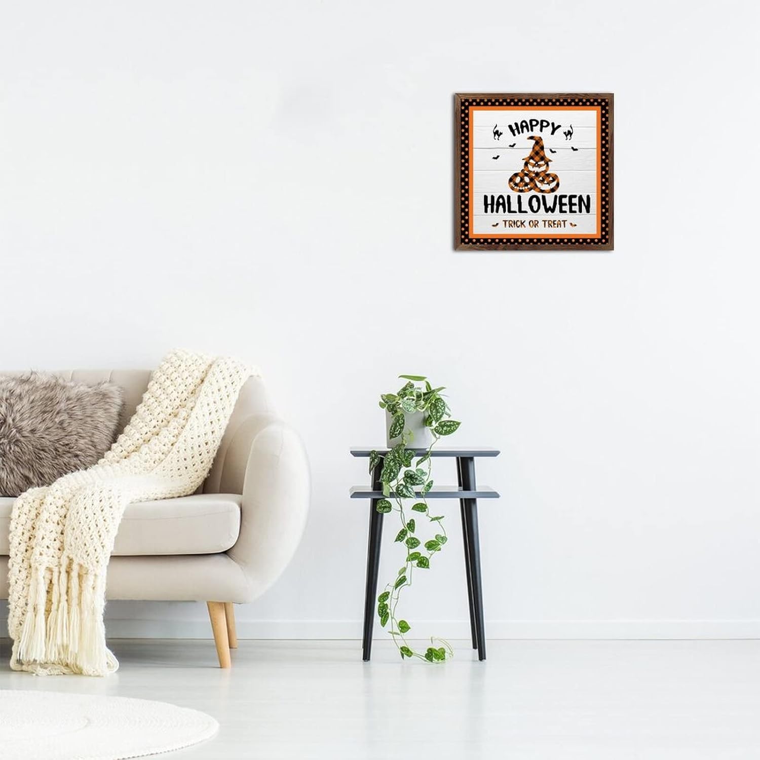 Happy Halloween Wood Framed Wall Decor Sign