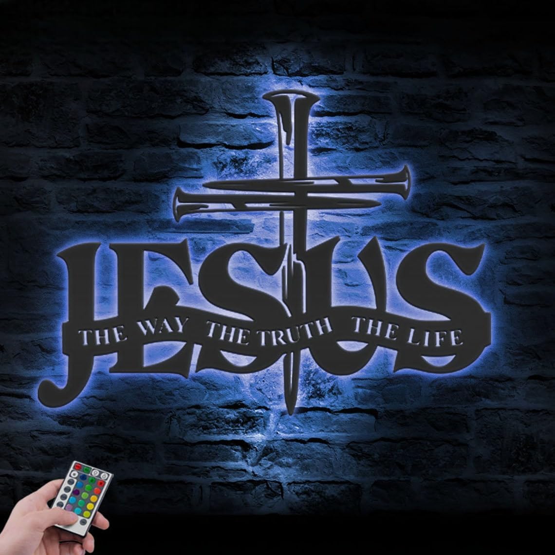 Personalized Cross Wall Decor with Name and LED Light