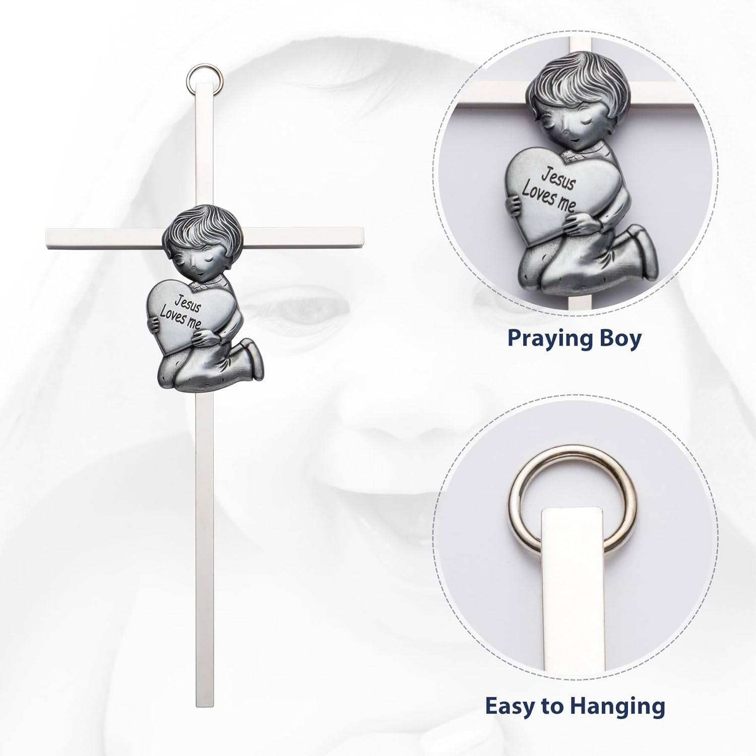 Baby Wall Cross Silver Blessing Baptism Gift for Boys