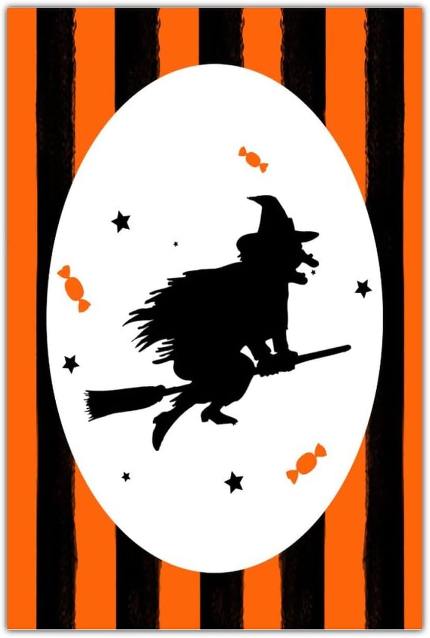 Wooden Halloween Sign with Orange Black Pumpkins Cat Witch