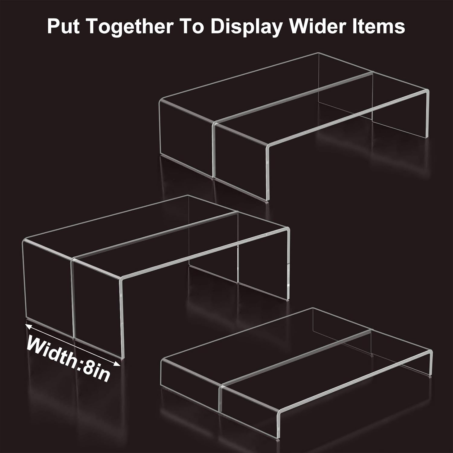 Blaithom Acrylic Display Risers 6pcs Set 12 Inch Clear Stackable Shelves