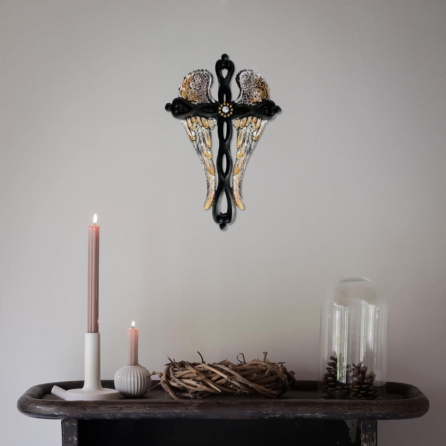 TALPGOD Angel Wings Wall Cross Decor Sculpture