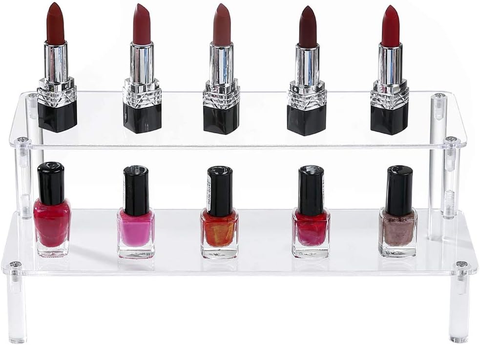 BYCY Acrylic 2-Tier Display Shelf for Jewelry and Cosmetics