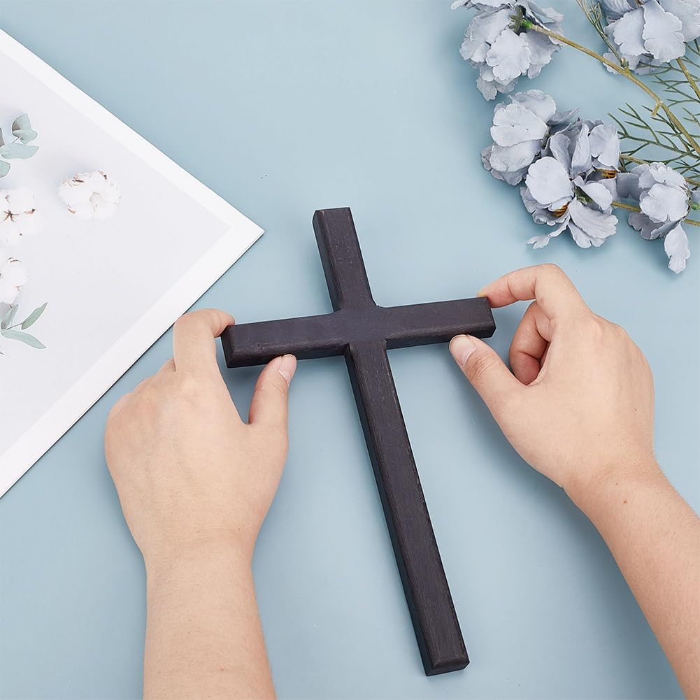 HOBBIESAY Black Wooden Wall Cross Decoration