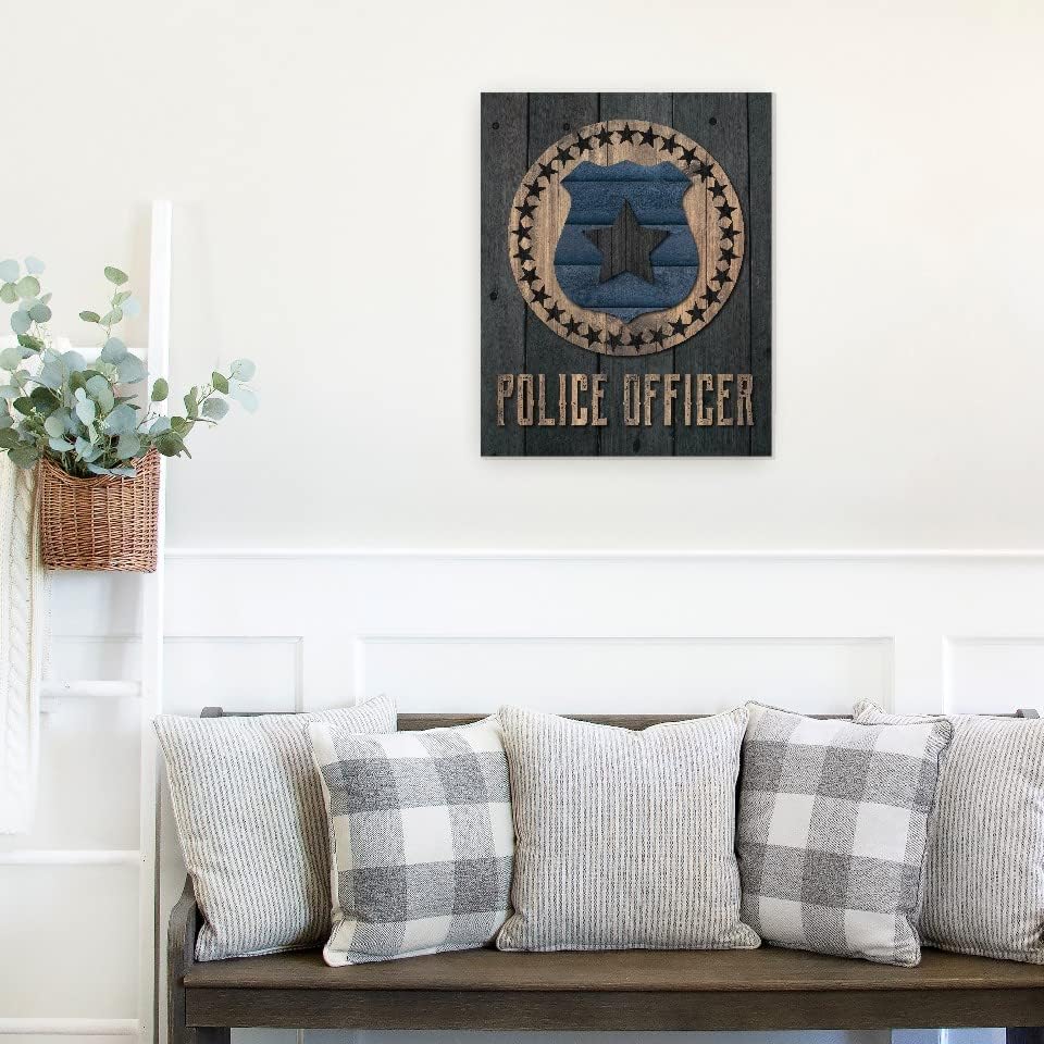 Police Officer Badge Farmhouse Wall Decor Sign 12x15