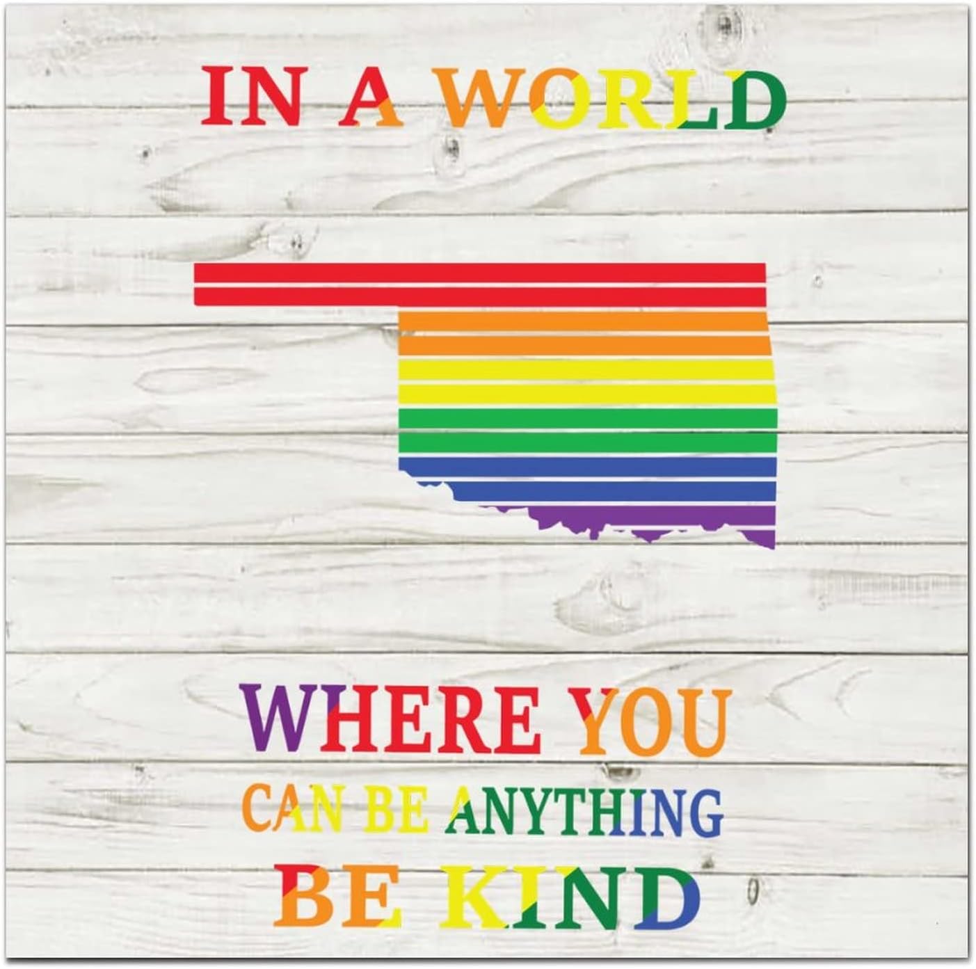 Rainbow Wood Signs Pride Parade Map Wall Art 8x8