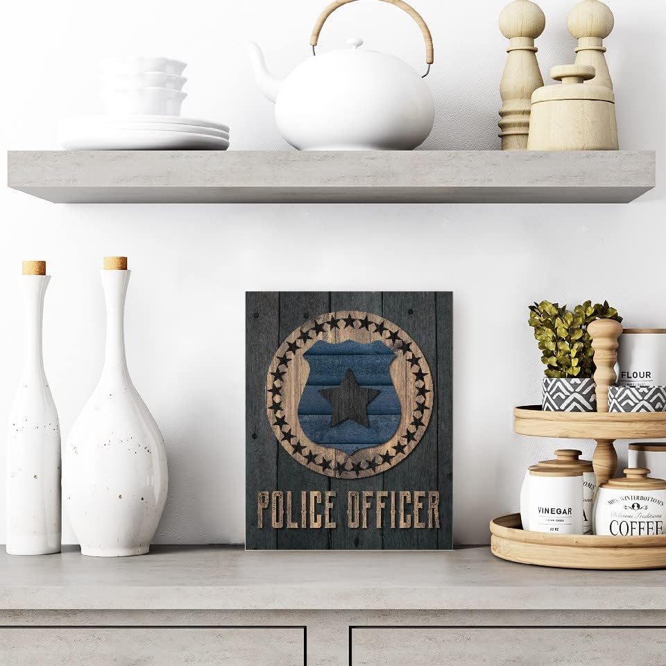 Police Officer Badge Farmhouse Wall Decor Sign 12x15