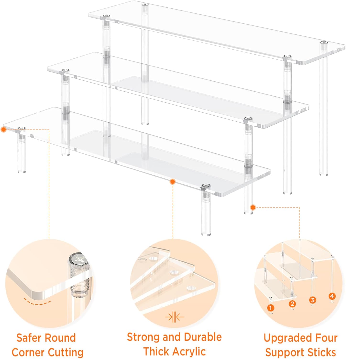 3 Tier Acrylic Display Risers for Home Dcor
