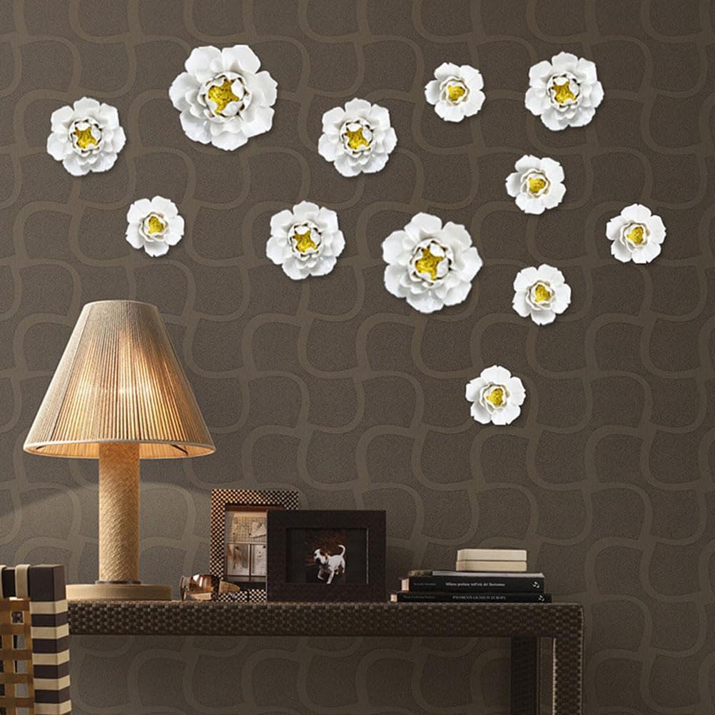 Beavorty 3D Ceramic Flower Wall Art Decor
