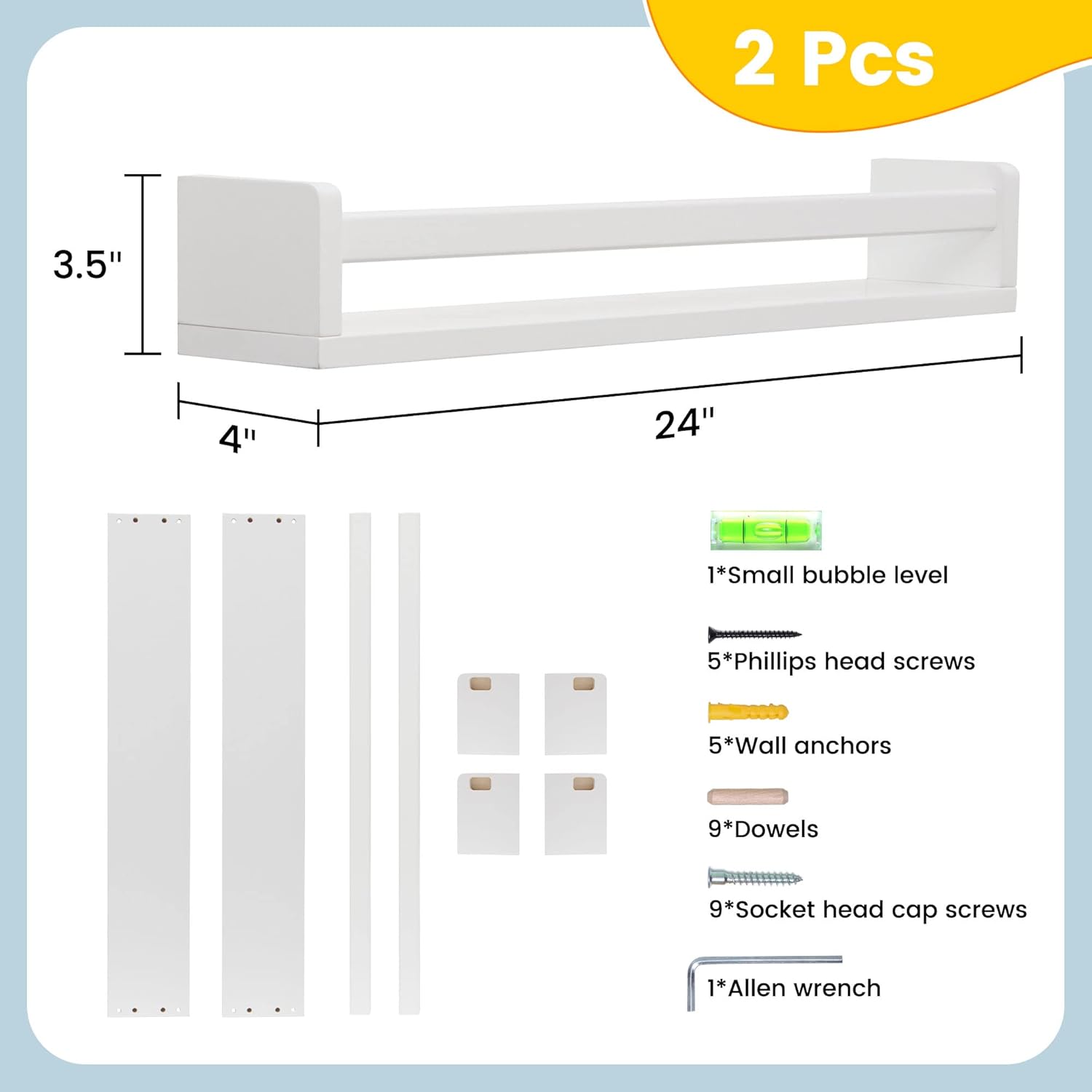 Fun Memories Double Floating Shelf for Kids Room