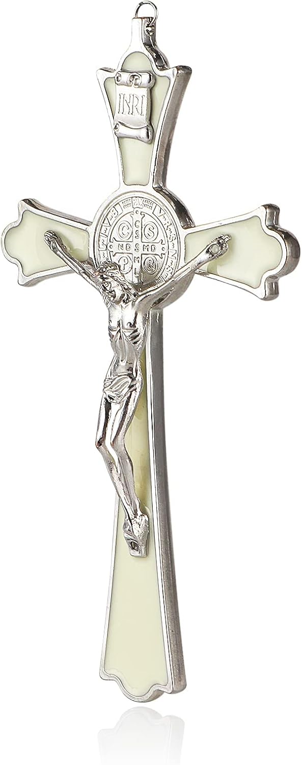 VINETEN Saint Benedict Enamel Wall Cross 8 Inch